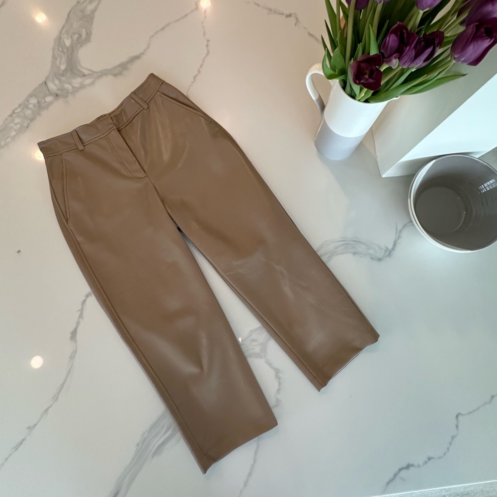 Babaton Command Vegan Leather Crop Camel